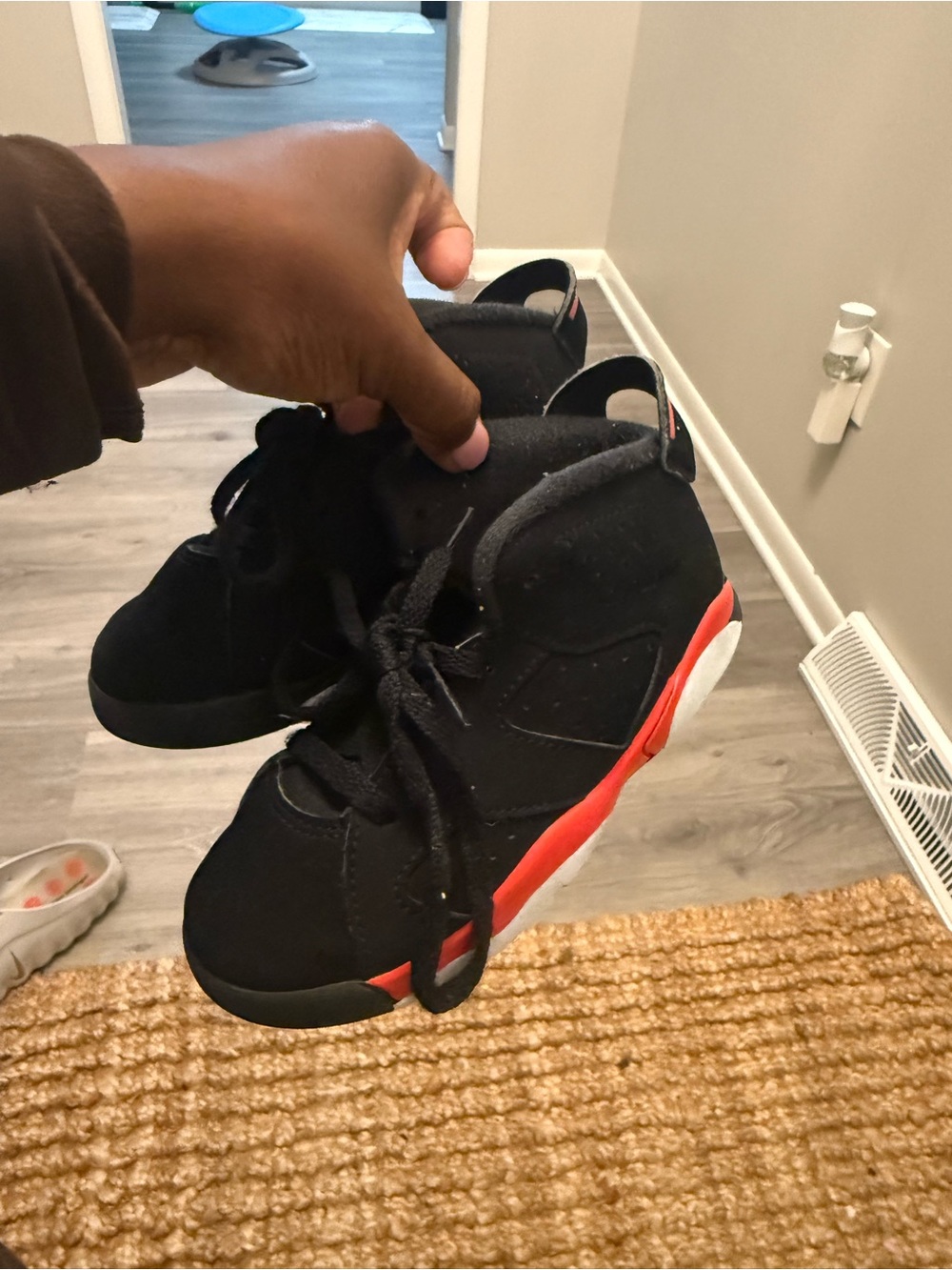 Jordan Kids Black and Red High-Top Sneakers